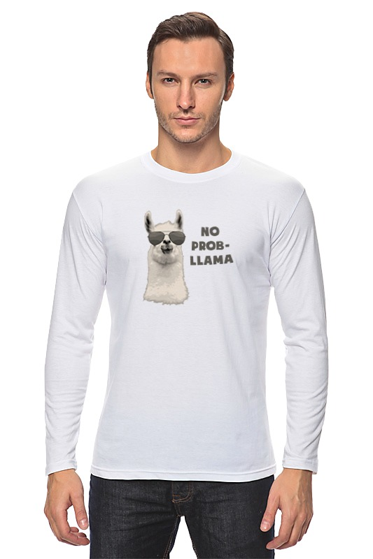 Printio Лонгслив Нет проблем - no prob-llama мужская футболка нет проблем лама m белый