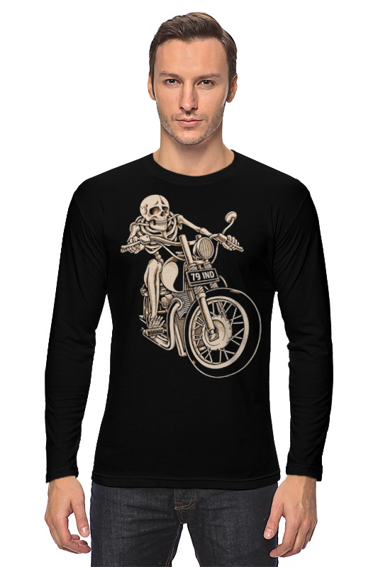 Printio Лонгслив Skeleton biker printio свитшот унисекс хлопковый skeleton biker