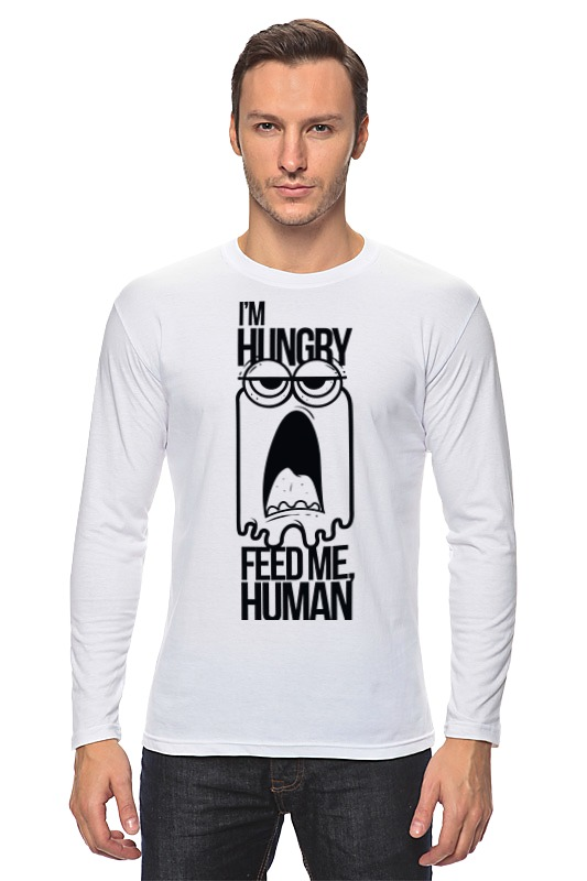 Printio Лонгслив Я голоден, накорми меня человек мужская футболка человек с надписью я потерялся s желтый