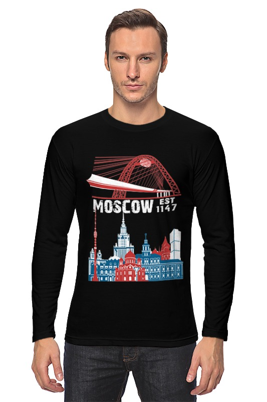 Printio Лонгслив Moscow. establshed in 1147 printio футболка wearcraft premium slim fit moscow establshed in 1147
