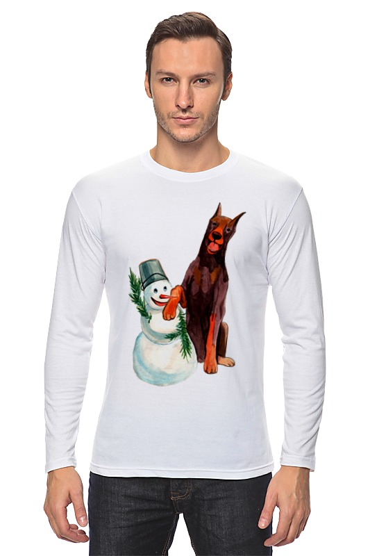 Printio Лонгслив Забавная акварельная собака, символ 2018 года printio футболка классическая забавная акварельная собака символ 2018 года