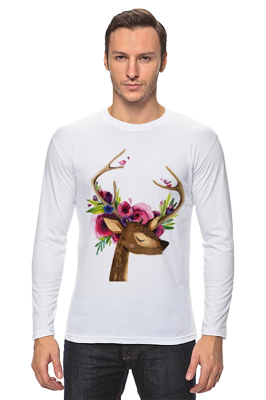 Printio Лонгслив Олень с цветами в рогах printio футболка wearcraft premium олень с цветами в рогах