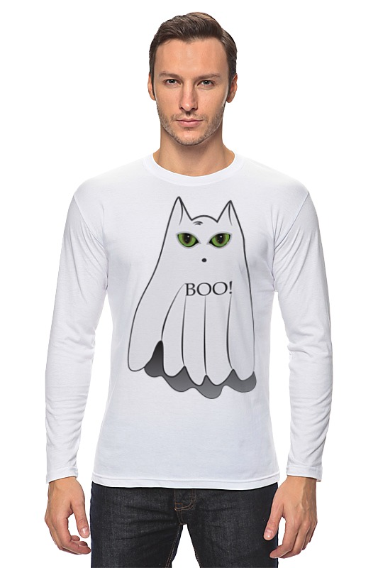 Printio Лонгслив Кот привидение (универсальный) футболка printio 1719130 кот привидение универсальный размер m цвет белый