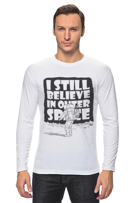 Printio Лонгслив I still believe in outer space printio футболка классическая i still believe in outer space