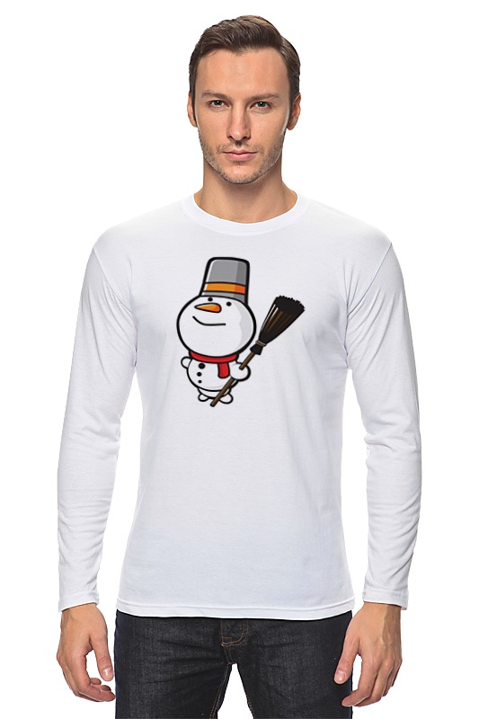 Printio Лонгслив Снеговик с метлой бандана труба бафф череп в красном шарфе