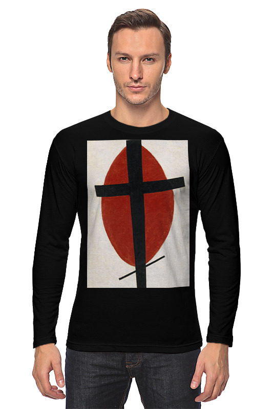 Printio Лонгслив Супрематизм (черный крест на красном овале)