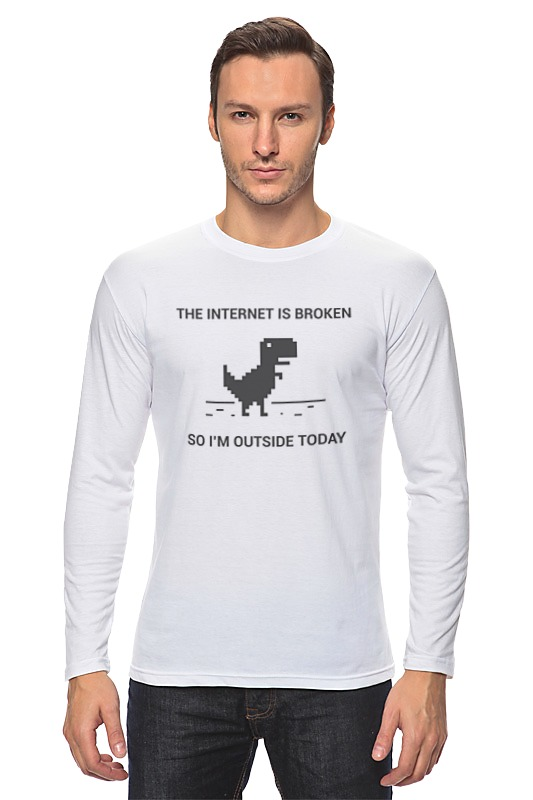 Printio Лонгслив The internet is broken... unisex t shirt dinosaur offline mode internet is broken developer coder programmer it funny joke