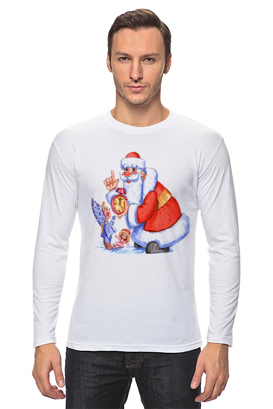 Printio Лонгслив Дед мороз и снегурочка. с новым годом. мужской халат с вышивкой дед мороз 2023 белый
