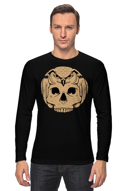 Printio Лонгслив Owl scull / сова с черепом printio футболка с полной запечаткой мужская owl scull сова с черепом
