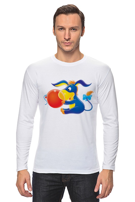 Printio Лонгслив Ослик иа детская футболка синий слон с воздушным шариком 104 белый