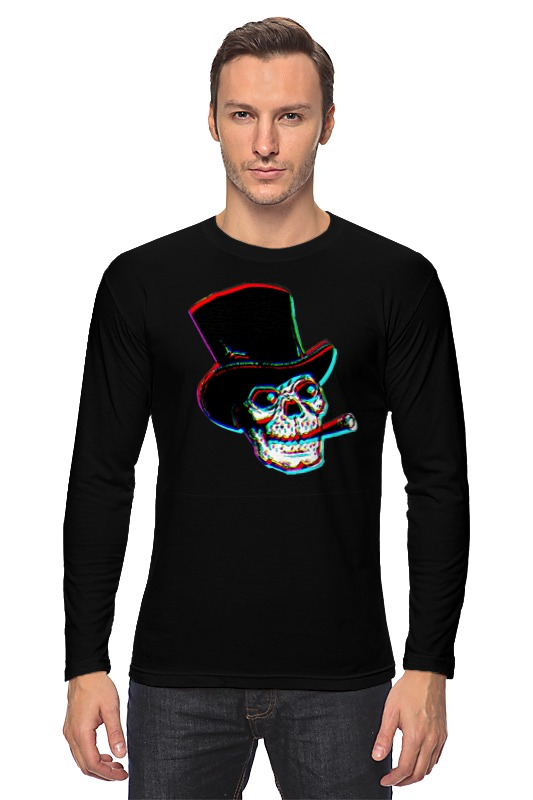 Printio Лонгслив Череп в шляпе с сигарой printio футболка wearcraft premium череп в шляпе с сигарой