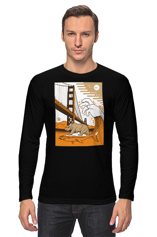 Printio Лонгслив Bear on shark / медведь на акуле printio футболка wearcraft premium bear on shark медведь на акуле