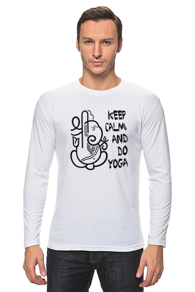 Заказать лонгслив в Москве. Лонгслив Keep Calm & Do Yoga от Just kidding - готовые дизайны и нанесение принтов.