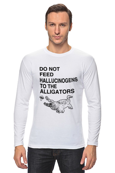 Заказать лонгслив в Москве. Лонгслив Do not feed hallucinogens to the alligators от clown - готовые дизайны и нанесение принтов.