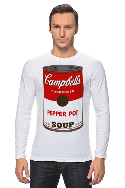 Заказать лонгслив в Москве. Лонгслив Campbell's Soup (Энди Уорхол) от coolmag - готовые дизайны и нанесение принтов.