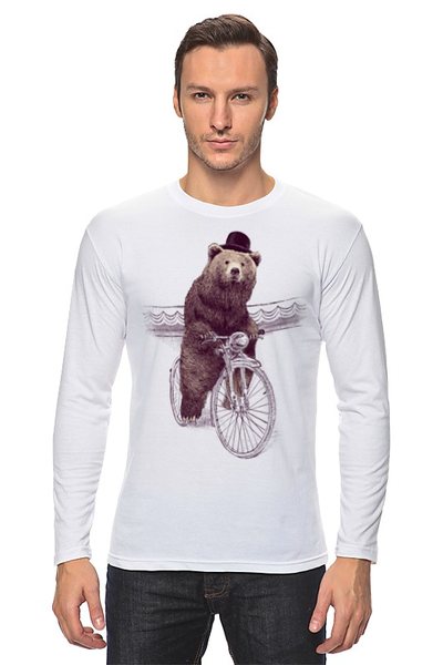Заказать лонгслив в Москве. Лонгслив Медведь на велосипеде от printik - готовые дизайны и нанесение принтов.