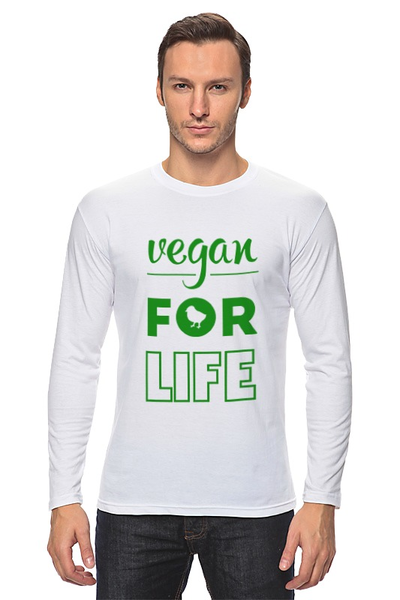 Заказать лонгслив в Москве. Лонгслив Vegan for life от catification - готовые дизайны и нанесение принтов.