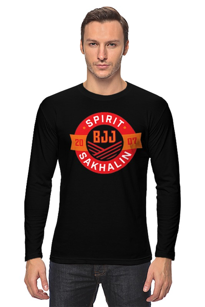 Заказать лонгслив в Москве. Лонгслив Spirit BJJ Sakhalin Logo (Black) от kiralabu - готовые дизайны и нанесение принтов.