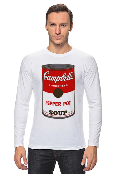 Заказать лонгслив в Москве. Лонгслив Campbell's Soup (Энди Уорхол) от coolmag - готовые дизайны и нанесение принтов.