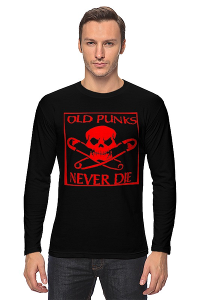 Заказать лонгслив в Москве. Лонгслив Old Punks Never Die от Just kidding - готовые дизайны и нанесение принтов.