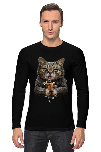 Заказать лонгслив в Москве. Лонгслив Whiskey Cat от skynatural - готовые дизайны и нанесение принтов.