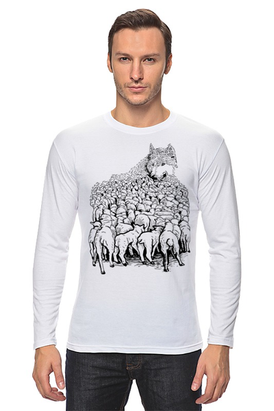 Заказать лонгслив в Москве. Лонгслив Волк в овечьей шкуре от printik - готовые дизайны и нанесение принтов.