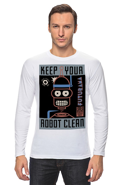 Заказать лонгслив в Москве. Лонгслив Keep your Robot Clean от maters - готовые дизайны и нанесение принтов.