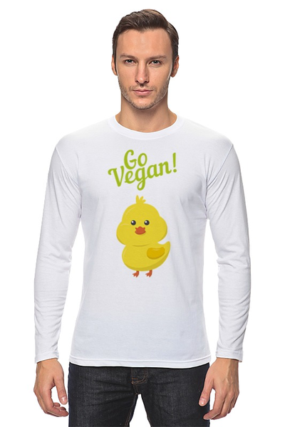 Заказать лонгслив в Москве. Лонгслив Go Vegan от vegan@thespaceway.info - готовые дизайны и нанесение принтов.