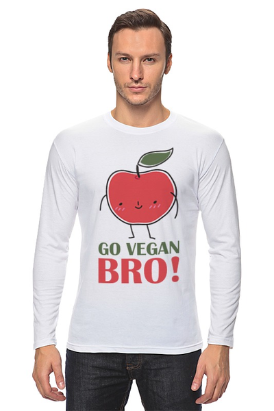 Заказать лонгслив в Москве. Лонгслив Go Vegan Bro! от vegan@thespaceway.info - готовые дизайны и нанесение принтов.