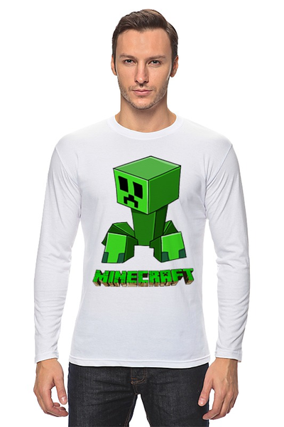 Заказать лонгслив в Москве. Лонгслив Minecraft (Майнкрафт) Creeper (Крипер) от Just kidding - готовые дизайны и нанесение принтов.