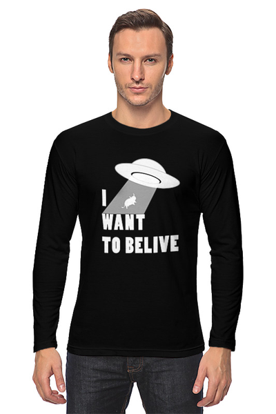 Заказать лонгслив в Москве. Лонгслив I want to believe от ISliM - готовые дизайны и нанесение принтов.