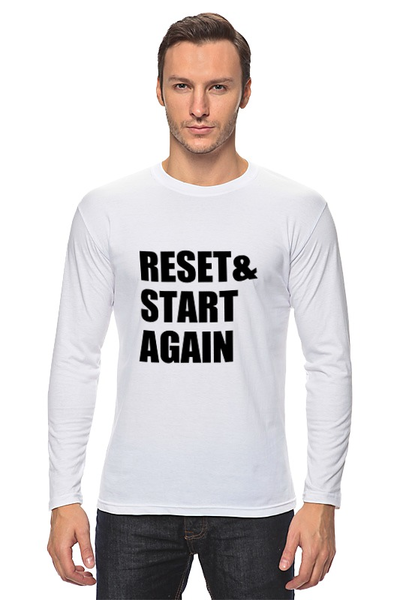 Заказать лонгслив в Москве. Лонгслив Reset & Start again (футболка) от chernysheva-mari@mail.ru - готовые дизайны и нанесение принтов.