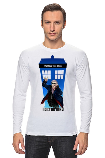 Заказать лонгслив в Москве. Лонгслив Доктор Кто (Doctor Who) от Cosmic Shine - готовые дизайны и нанесение принтов.