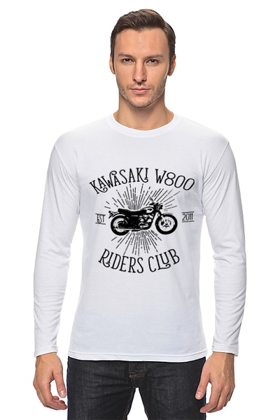 Заказать лонгслив в Москве. Лонгслив Kawasaki W800 Riders Club от madwheelz - готовые дизайны и нанесение принтов.