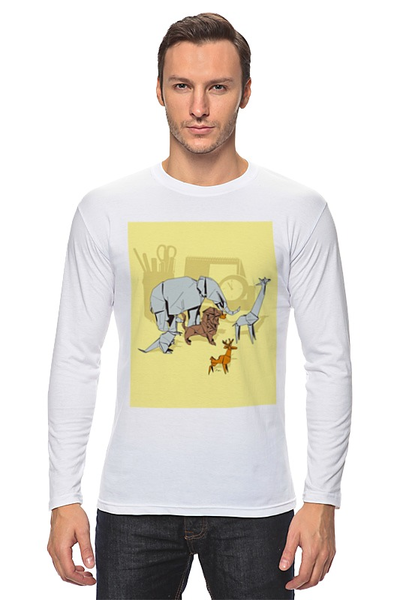 Заказать лонгслив в Москве. Лонгслив Животные оригами от YellowCloverShop - готовые дизайны и нанесение принтов.