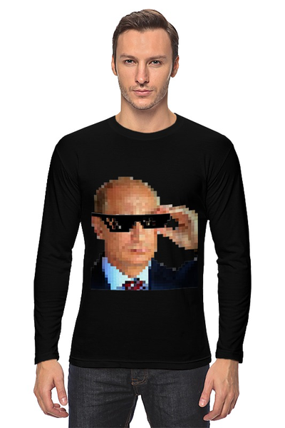 Заказать лонгслив в Москве. Лонгслив Pixel Putin от karbafoss - готовые дизайны и нанесение принтов.