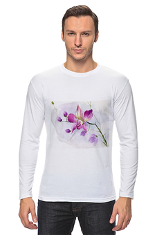 Заказать лонгслив в Москве. Лонгслив Розовая орхидея от vnovi - готовые дизайны и нанесение принтов.