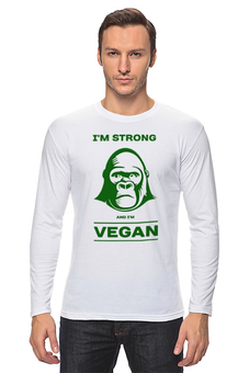 Заказать лонгслив в Москве. Лонгслив I'm strong & i'm vegan от catification - готовые дизайны и нанесение принтов.