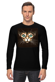 Заказать лонгслив в Москве. Лонгслив кошка с зелеными глазами от Kris Leov - готовые дизайны и нанесение принтов.
