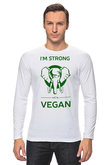 Заказать лонгслив в Москве. Лонгслив I'm strong & i'm vegan от catification - готовые дизайны и нанесение принтов.