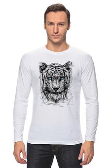 Заказать лонгслив в Москве. Лонгслив Белый тигр от ISliM - готовые дизайны и нанесение принтов.