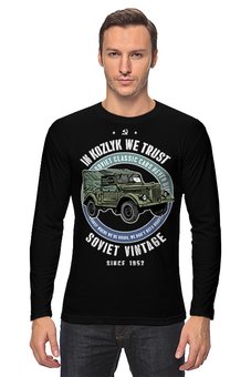 Заказать лонгслив в Москве. Лонгслив Soviet classic car never die! (Газ-69) от Рустам Юсупов - готовые дизайны и нанесение принтов.