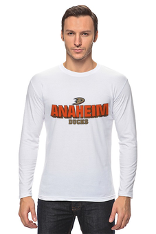 Заказать лонгслив в Москве. Лонгслив Anaheim Ducks от kspsshop - готовые дизайны и нанесение принтов.