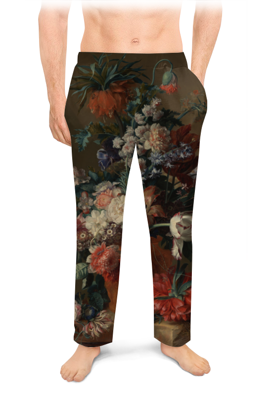 Printio Мужские пижамные штаны Ваза с цветами (ян ван хёйсум) printio свитшот унисекс хлопковый ваза с цветами ян ван хёйсум