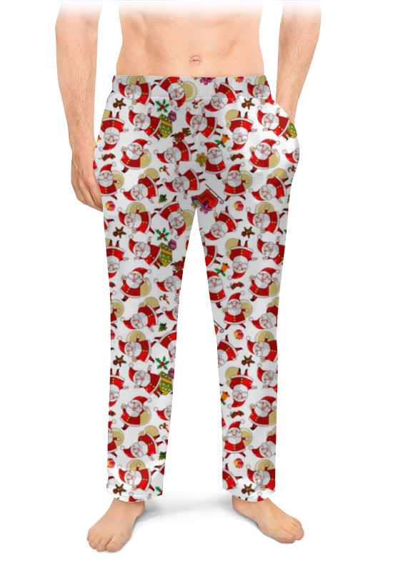 Printio Мужские пижамные штаны Дед мороз мужские пижамные штаны сексуальные мужские пижамные шорты брюки мужские шелковые атласные пижамы мужские пижамные штаны модные удобные