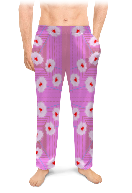 Printio Мужские пижамные штаны Цветочный паттерн printio мужские пижамные штаны сердечки