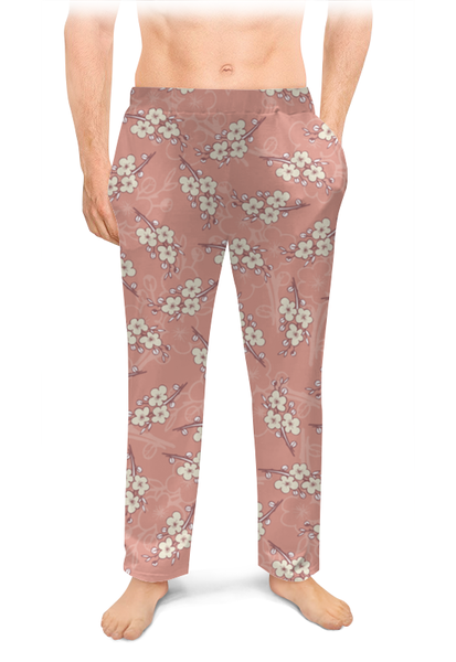 Заказать пижаму в Москве. Мужские пижамные штаны Ветки цветущей вишни от valezar - готовые дизайны и нанесение принтов.