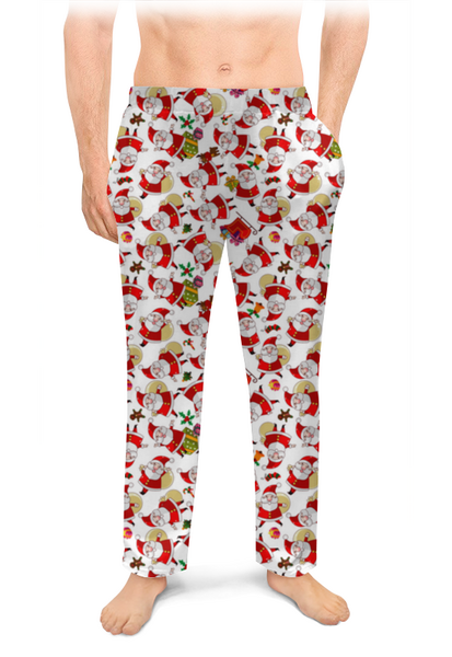 Заказать пижаму в Москве. Мужские пижамные штаны Дед Мороз от Media M  - готовые дизайны и нанесение принтов.