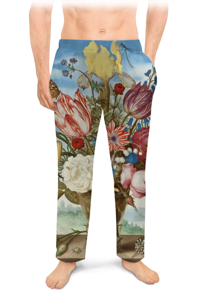 Заказать пижаму в Москве. Мужские пижамные штаны Букет цветов на полке (Амброзиус Босхарт) от trend - готовые дизайны и нанесение принтов.