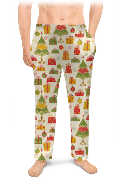 Заказать пижаму в Москве. Мужские пижамные штаны Новогодние узоры от FireFoxa - готовые дизайны и нанесение принтов.